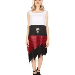 HPO Adult Women PIRATE BUCCANEER COSTUME | Black, White & Red Halloween Costume Men's
