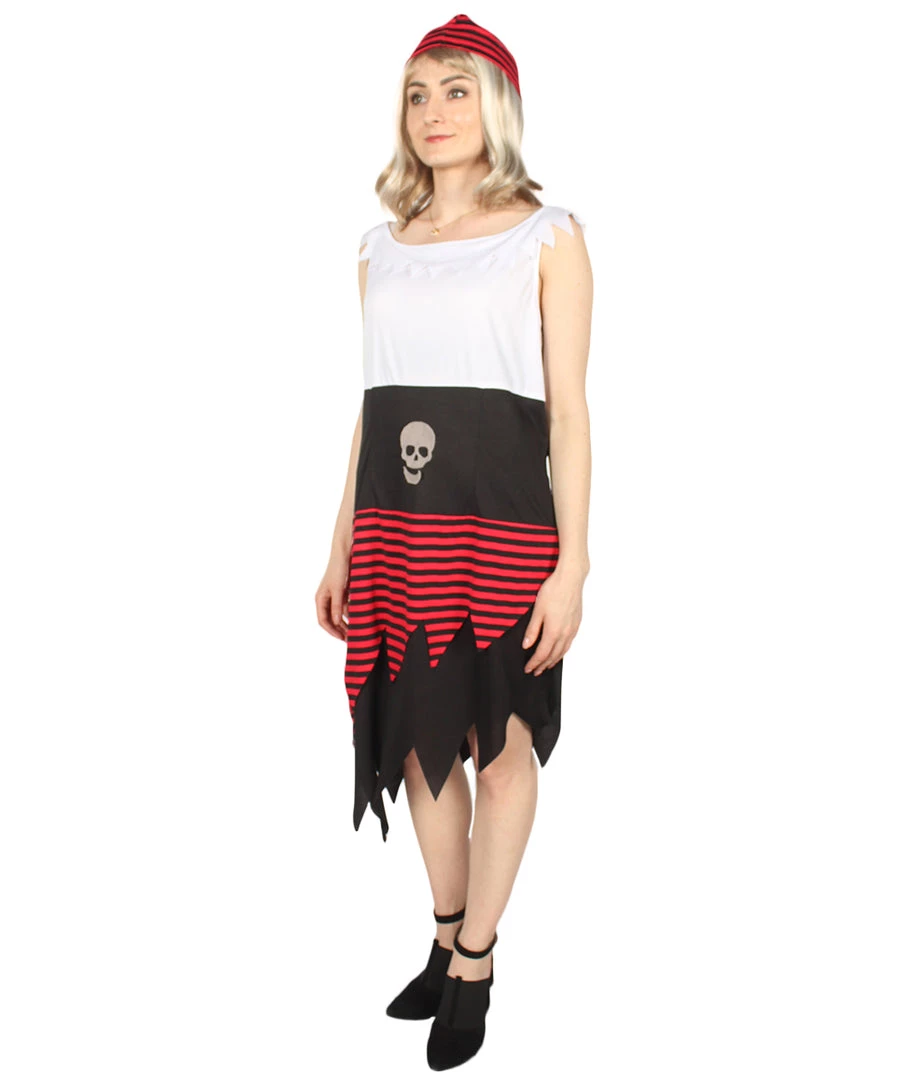 HPO Adult Women PIRATE BUCCANEER COSTUME | Black, White & Red Halloween Costume Men's