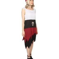 HPO Adult Women PIRATE BUCCANEER COSTUME | Black, White & Red Halloween Costume Men's