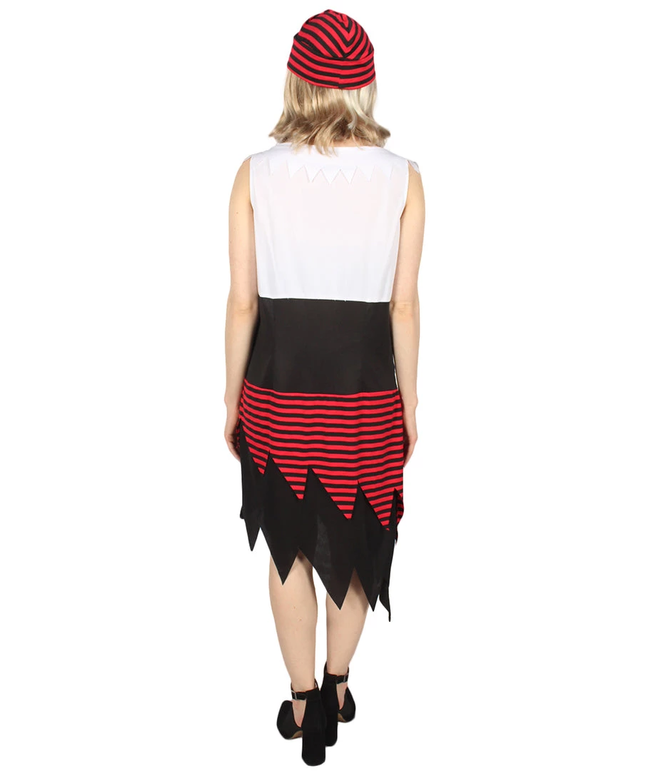 HPO Adult Women PIRATE BUCCANEER COSTUME | Black, White & Red Halloween Costume Men's