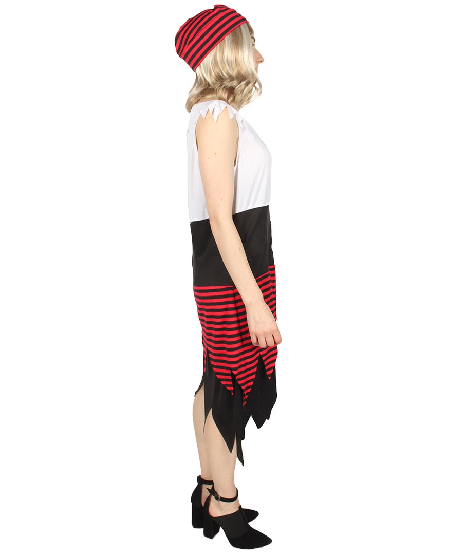 HPO Adult Women PIRATE BUCCANEER COSTUME | Black, White & Red Halloween Costume Men's
