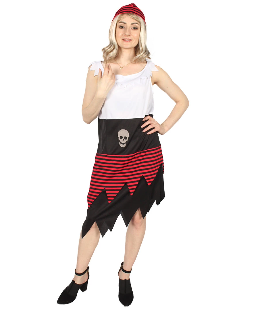 HPO Adult Women PIRATE BUCCANEER COSTUME | Black, White & Red Halloween Costume Men's
