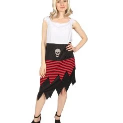 HPO Adult Women PIRATE BUCCANEER COSTUME | Black, White & Red Halloween Costume Men's