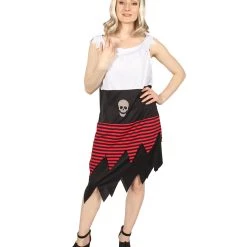 HPO Adult Women PIRATE BUCCANEER COSTUME | Black, White & Red Halloween Costume Men's
