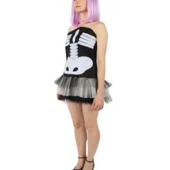 HPO Men's Adult Women Skeleton Costume | Black & White Halloween Costume