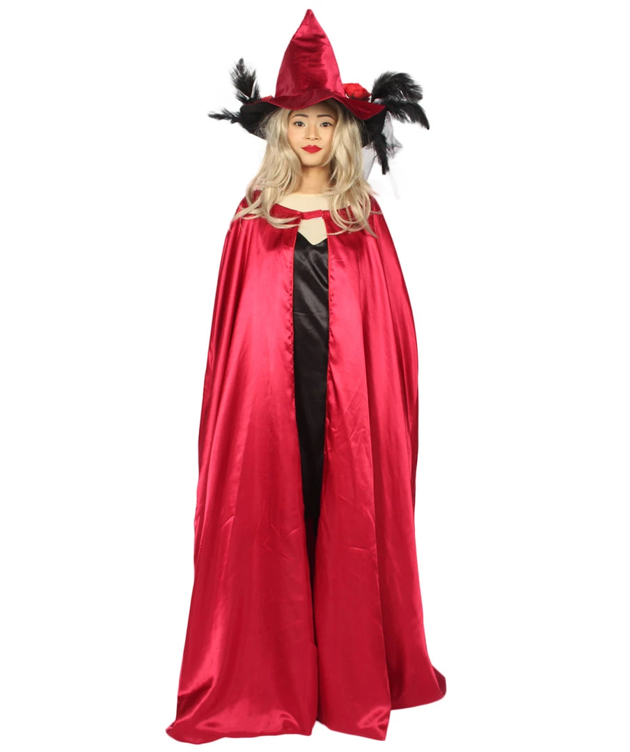 HPO Adult Women Vampire Cape Costume | Red & Black Halloween Costume