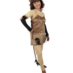 HPO Adult Women's Brows Leopard Costume Bundlen And Black Dres