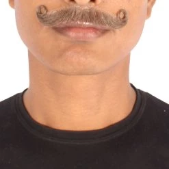 Men's Imperial Curly Mustache | Human Facial Hair | Multiple Color Options | HPO