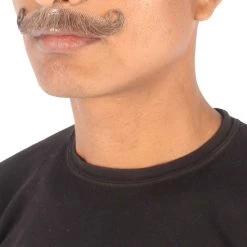 Men's Imperial Curly Mustache | Human Facial Hair | Multiple Color Options | HPO