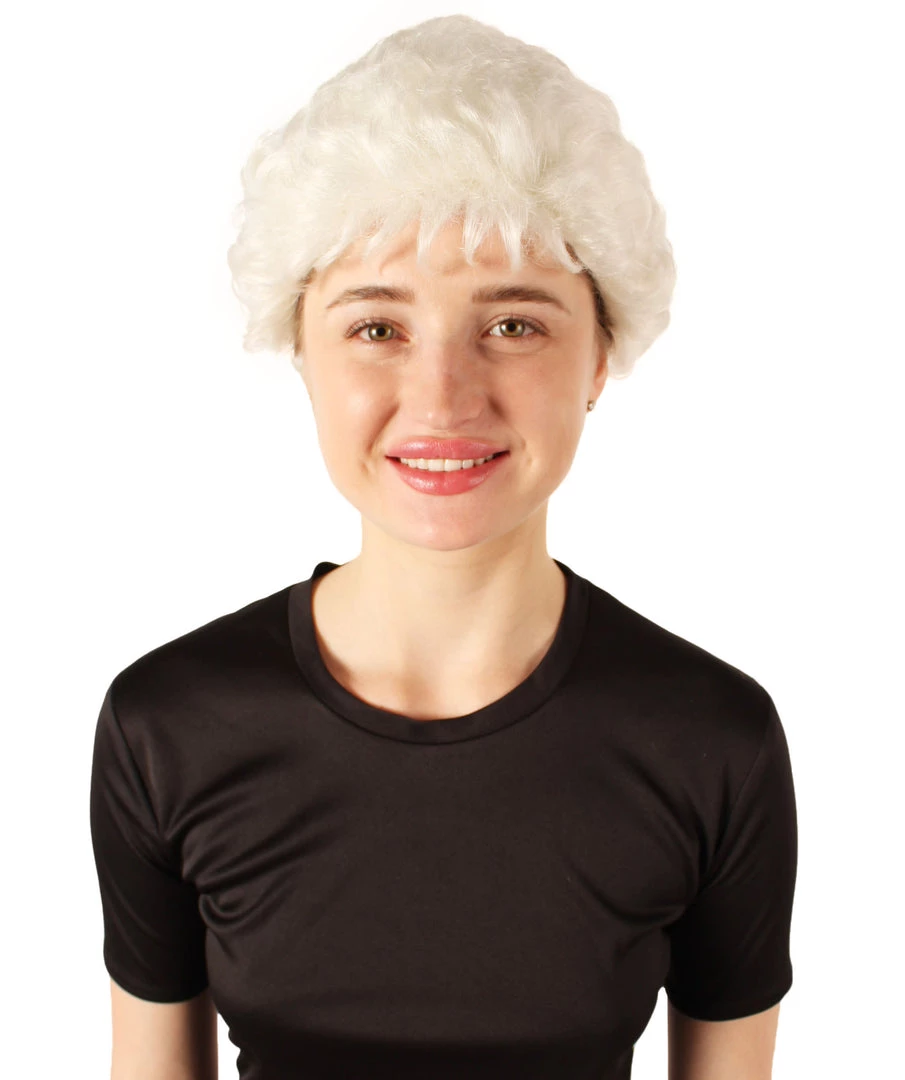 HPO Adult Women's Golden Girls Estelle White Wavy Bob Style Classic Wig