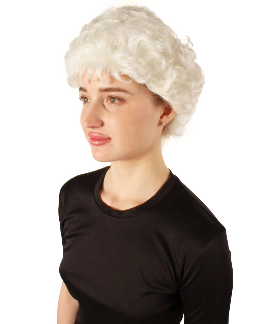HPO Adult Women's Golden Girls Estelle White Wavy Bob Style Classic Wig