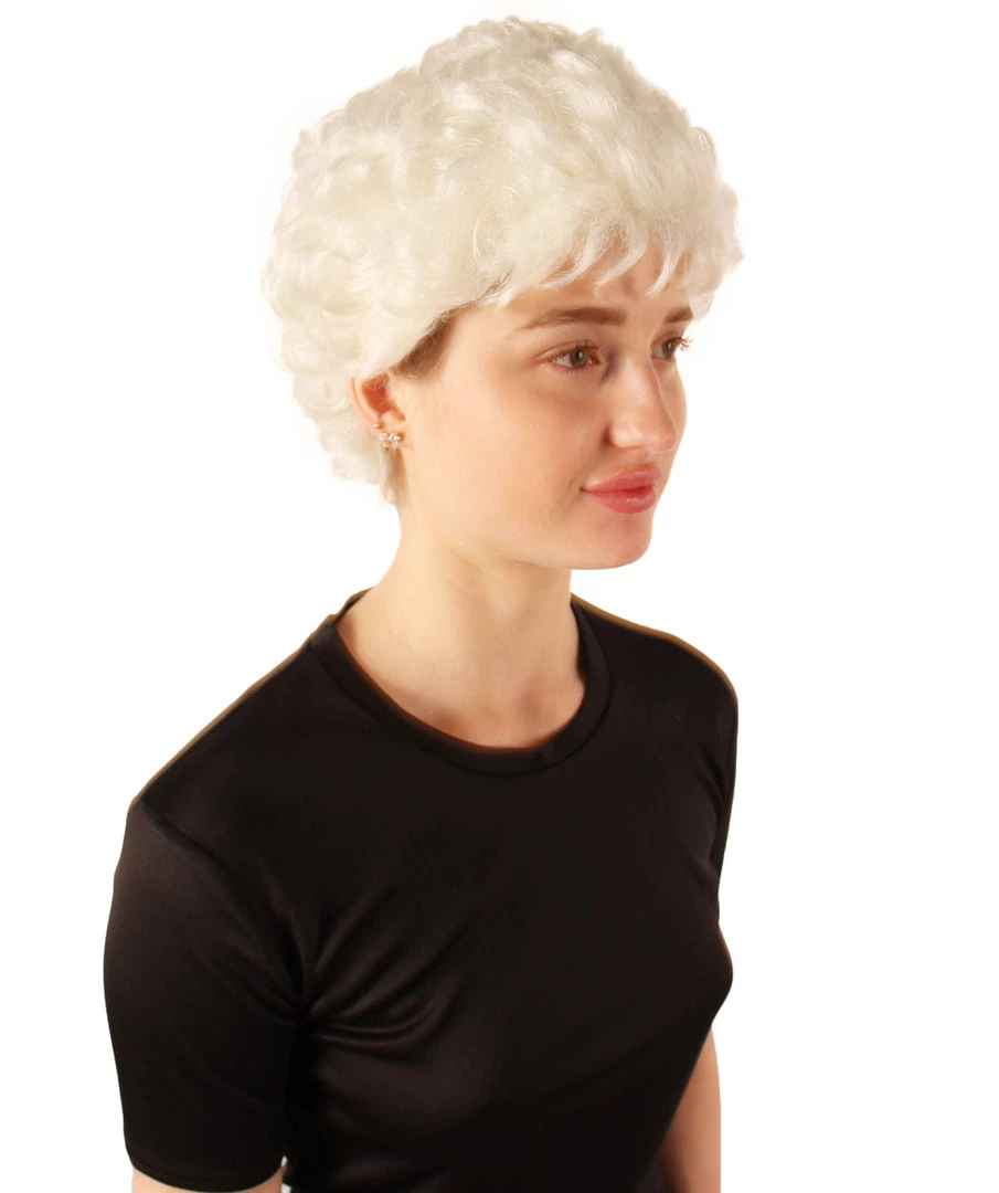 HPO Adult Women's Golden Girls Estelle White Wavy Bob Style Classic Wig