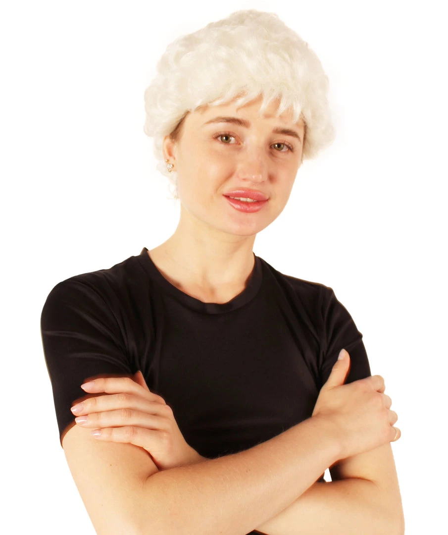 HPO Adult Women's Golden Girls Estelle White Wavy Bob Style Classic Wig