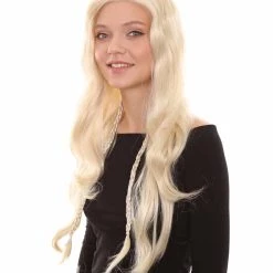 HPO Women's Womens Singer Album Long Curly Wavy Wig | Blonde Celebrity Wigs | Premium Breathable Capless Cap