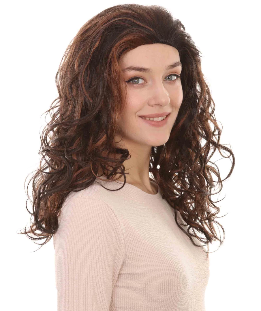 HPO Superstar Dark Brown Long Wavy Womens Wig | All Back Natural Looking Wig | Premium Breathable Capless Cap Women's