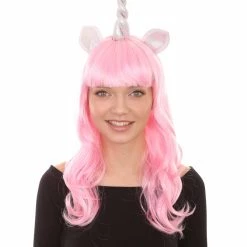 HPO Womens Unicorn Horn And Ears Wig | Pink Unicorn Wigs | Premium Breathable Capless Cap