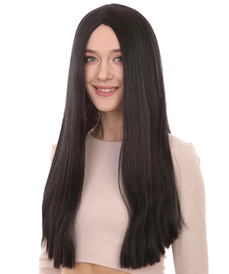 HPO Black Witch Womens Wig | Long Horror Cosplay Halloween Wig | Premium Breathable Capless Cap