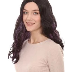HPO Men's Superhero Womens Wig | Black Purple Sexy Cosplay Party Wig | Premium Breathable Capless Cap