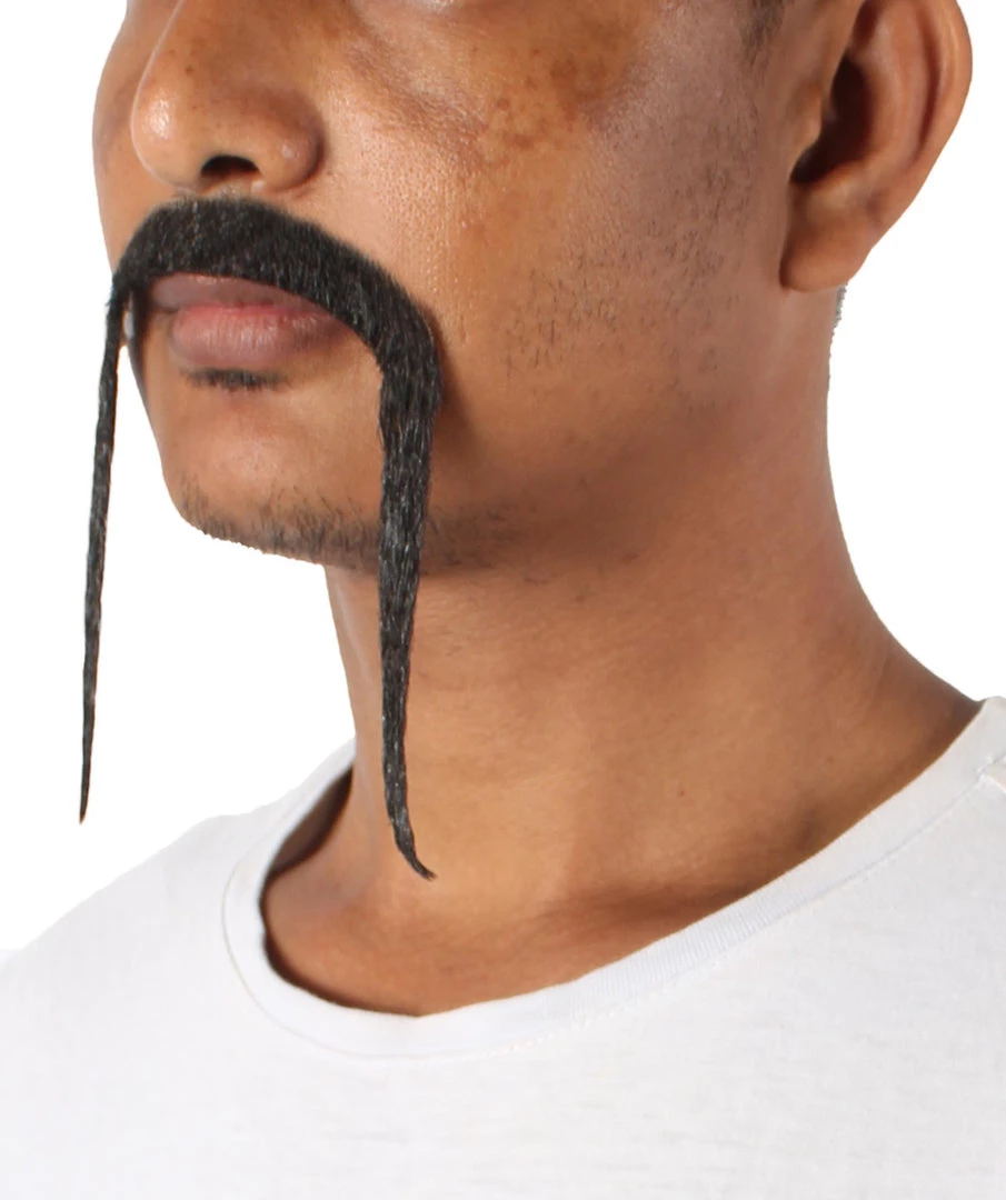 HPO Adult Men's Fu Manchu Fake Human Hair Mustache