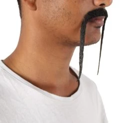 HPO Adult Men's Fu Manchu Fake Human Hair Mustache