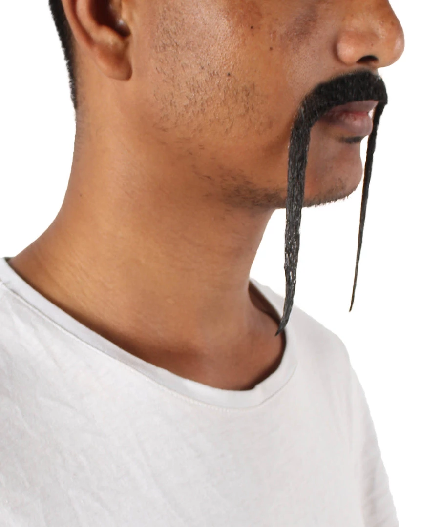 HPO Adult Men's Fu Manchu Fake Human Hair Mustache