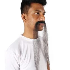 HPO Adult Men's Fake Human Hair Fu Manchu Mustache | Black