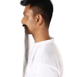 HPO Adult Men's Fake Human Hair Fu Manchu Mustache | Black