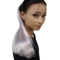 HPO Blood Drip Hair Clips | Women's Long Length Murder She Wrote Hair Clips - Straight Silver Hair - With Red Tinsel Strands