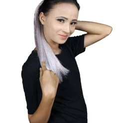 HPO Blood Drip Hair Clips | Women's Long Length Murder She Wrote Hair Clips - Straight Silver Hair - With Red Tinsel Strands