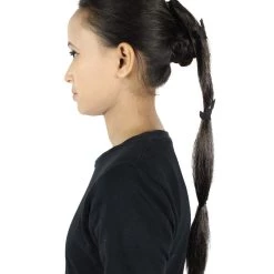 HPO Black Bat Hair Clips | Women's Long Length Twilight Bat Ponytail Hair Clips - Straight Jet Black Hair - With Black Bats