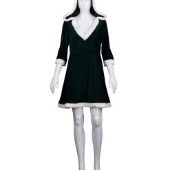 HPO Adult Women's Mrs. Santa Claus Hooded Costume | Green Halloween Costume