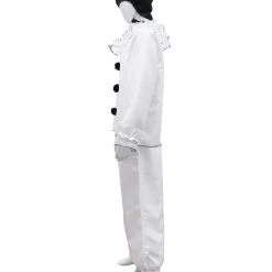 HPO Adult Men's Vintage Pierrot Clown Scary Costume | Silver Halloween Costume