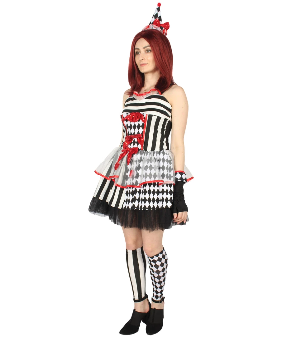 HPO Adult Women's Frightful Clown Scary Costume | Multi Halloween Costume