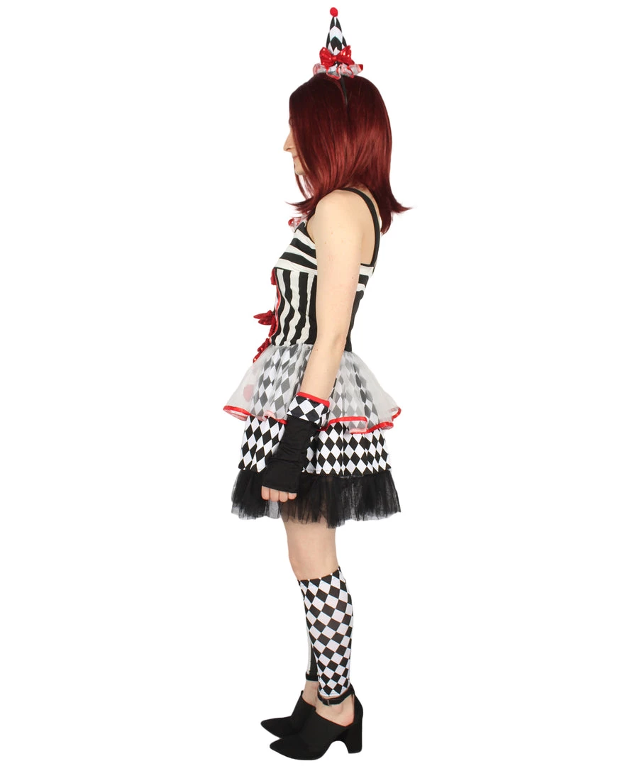 HPO Adult Women's Frightful Clown Scary Costume | Multi Halloween Costume