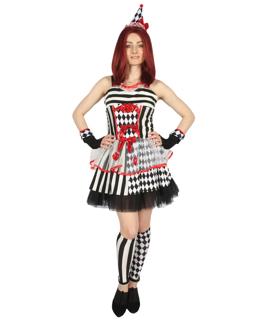 HPO Adult Women's Frightful Clown Scary Costume | Multi Halloween Costume