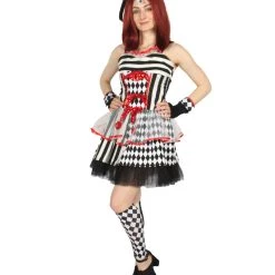 HPO Adult Women's Frightful Clown Scary Costume | Multi Halloween Costume