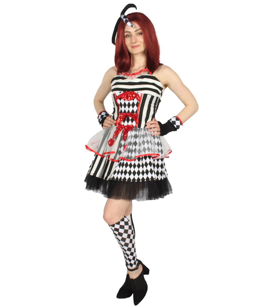 HPO Adult Women's Frightful Clown Scary Costume | Multi Halloween Costume