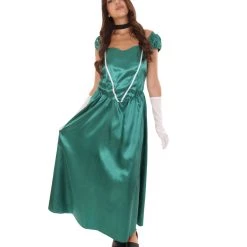 HPO Adult Women's Aristocrat Socialite Dress 20s Costume | Dark Green Cosplay Costume