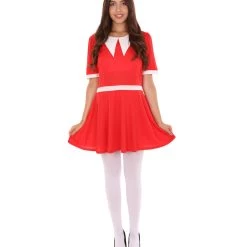 HPO Adult Women's Little Orphan Girl Costume | Red & White Cosplay Costume