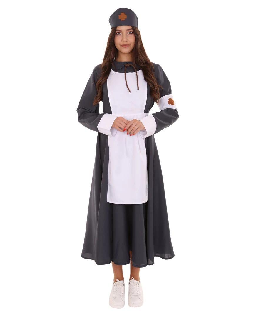 HPO Adult Women's Vintage Nurse Costume | Black & White Cosplay Costume