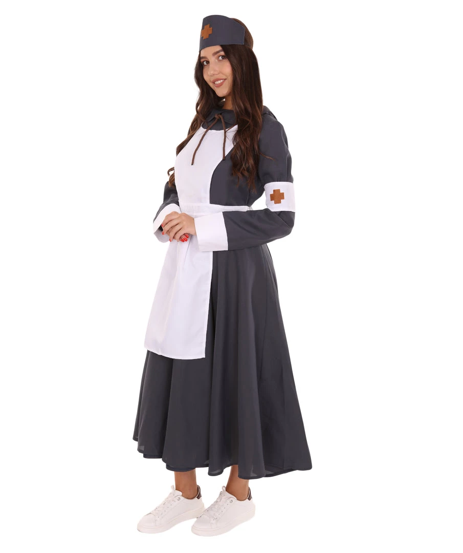 HPO Adult Women's Vintage Nurse Costume | Black & White Cosplay Costume