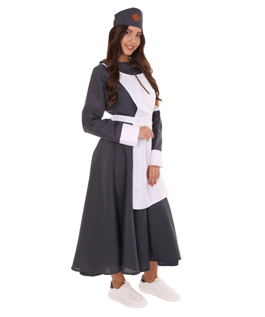 HPO Adult Women's Vintage Nurse Costume | Black & White Cosplay Costume