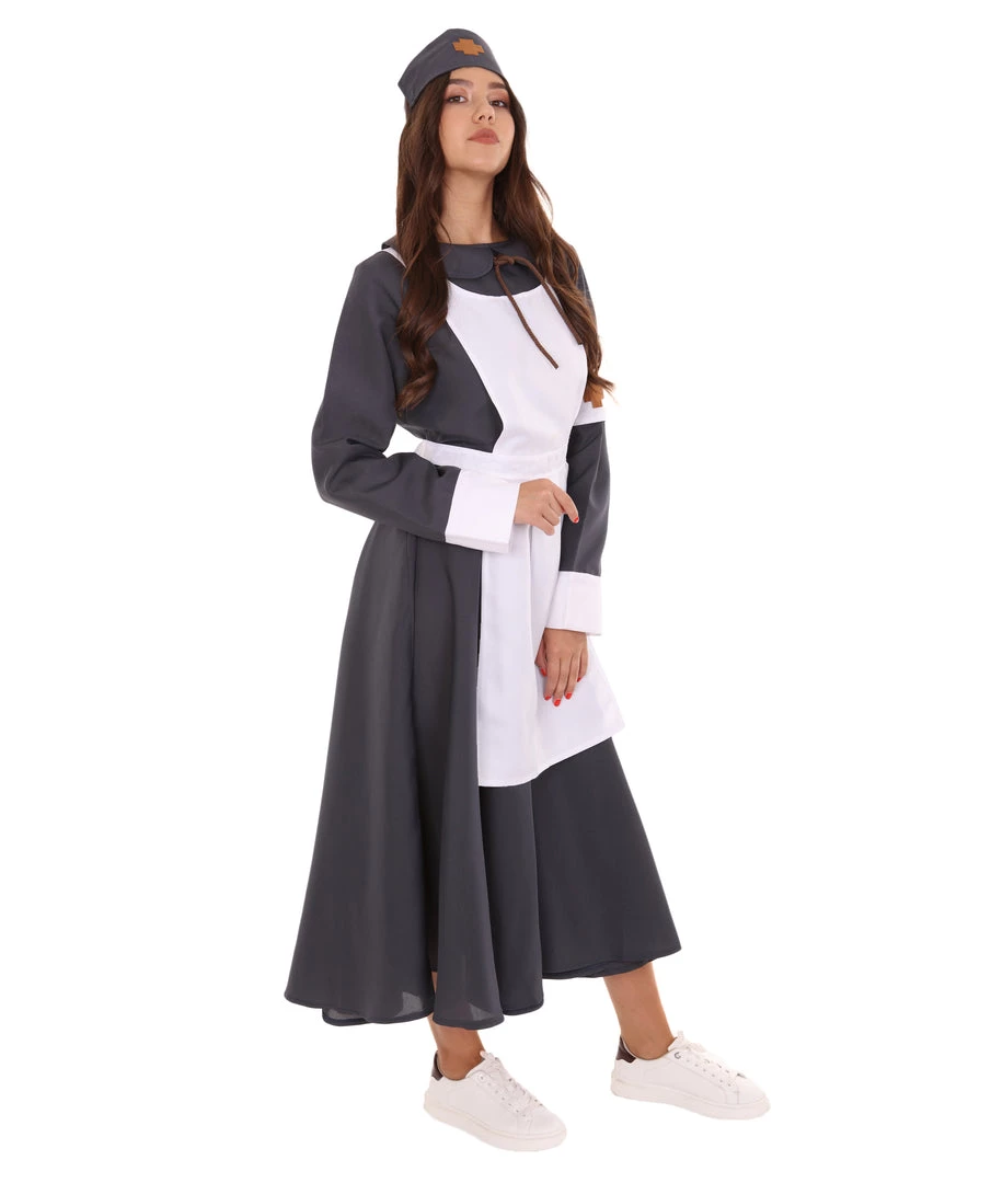 HPO Adult Women's Vintage Nurse Costume | Black & White Cosplay Costume