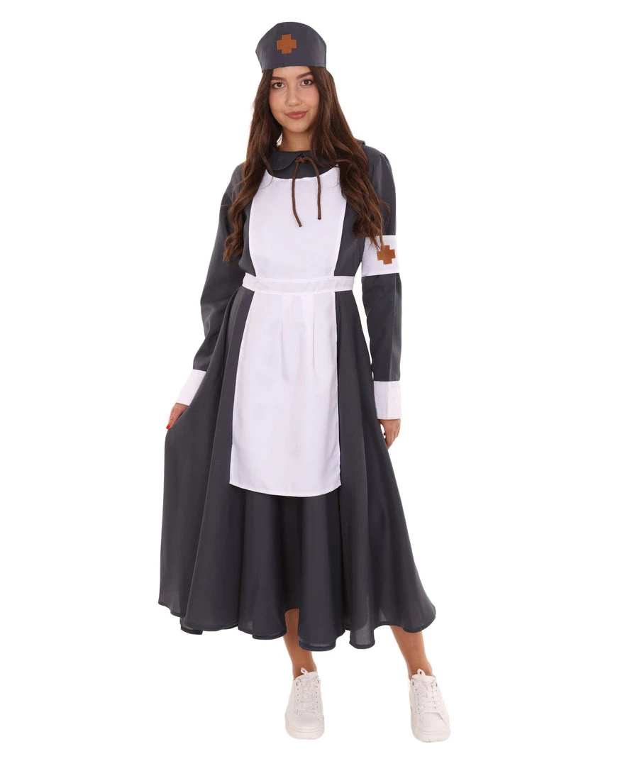 HPO Adult Women's Vintage Nurse Costume | Black & White Cosplay Costume