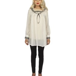 HPO Adult Women's Long Sleeve Shift Dress Costume | Gray Cosplay Costume