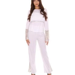 HPO Adult Women's 70s Retro Hippie Groovy Dancing Costume | White Cosplay Costume