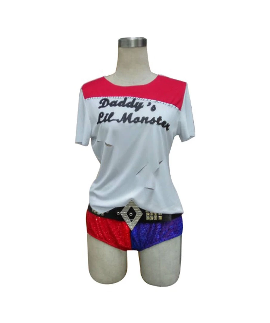 HPO Adult Women's Mad Girl Costume | White,Red & Blue Cosplay Costume