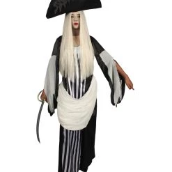 HPO Adult Women Ghost Pirate Costume | Black & White Cosplay Halloween Costume Men's