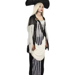 HPO Adult Women Ghost Pirate Costume | Black & White Cosplay Halloween Costume Men's