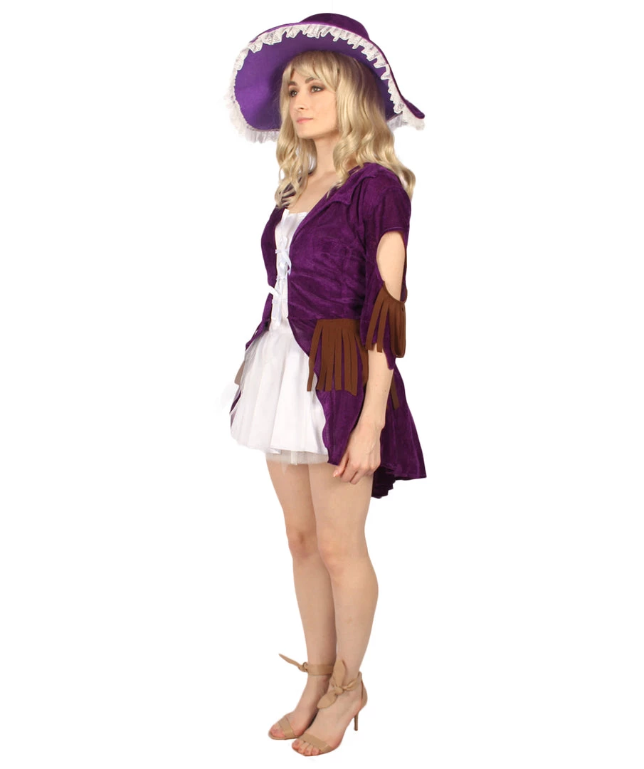 HPO Men's Adult Women Ghost Ship Pirate Costume | White & Dark Purple Cosplay Costume